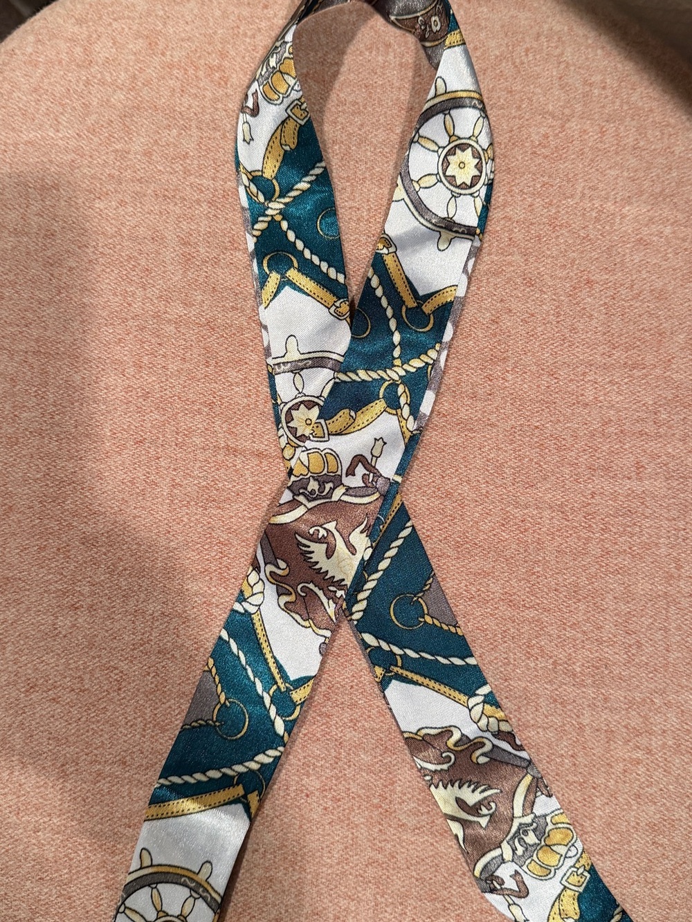 Silk Twilly in Teal, Brown & White - womens Accessory